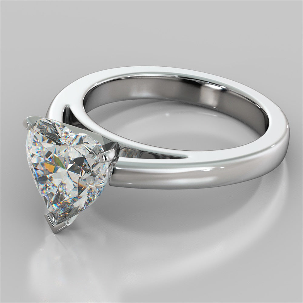 Lab Grown Diamond Heart Cut Cathedral Style Engagement Ring