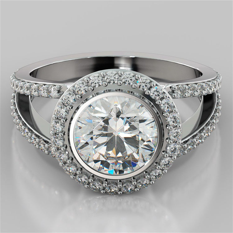 Round Cut Split Shank Wedding Set