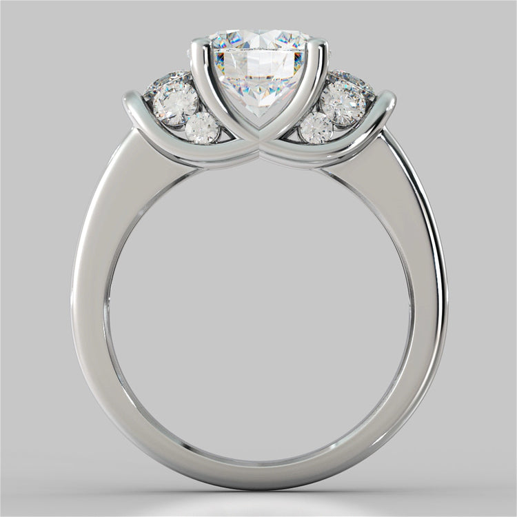 Round Cut Trellis Style Tapered Engagement Ring