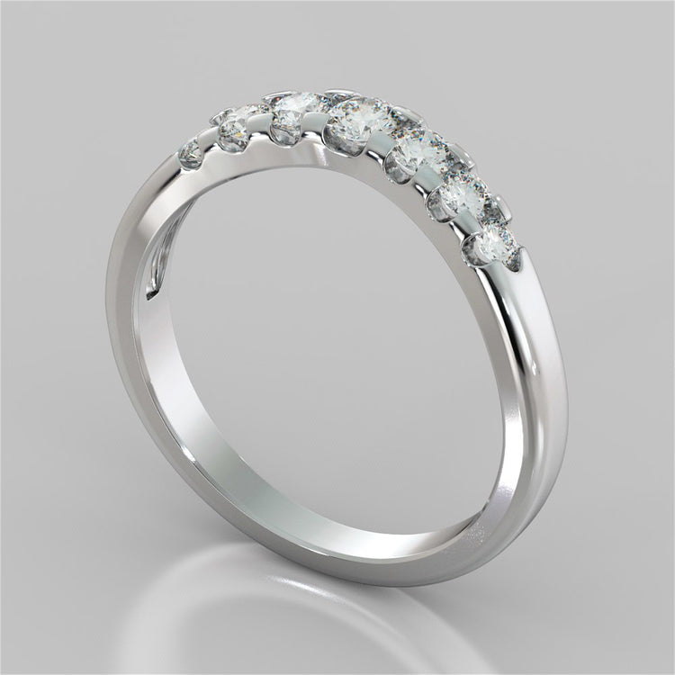 Round Cut Trellis Style Tapered Engagement Ring