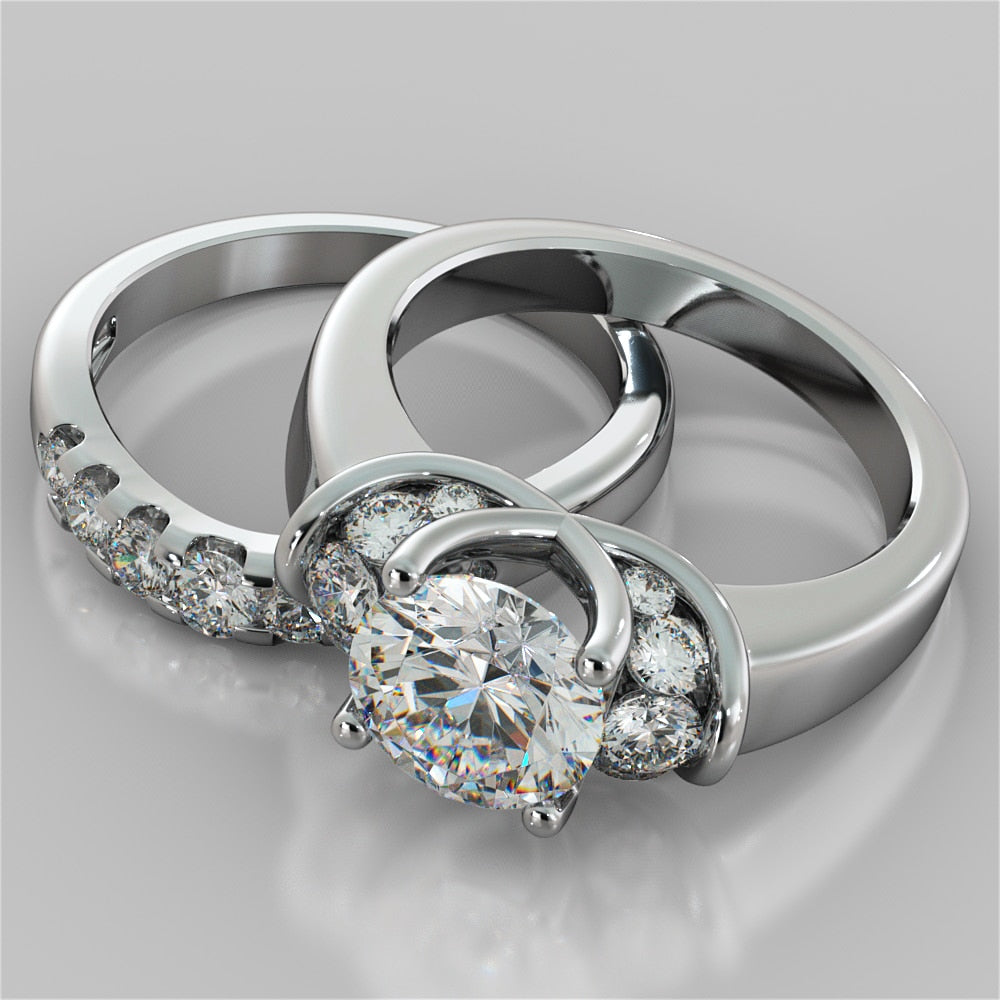 2.0CT Round Cut Lab Grown Diamond Trellis Style Tapered Engagement Ring