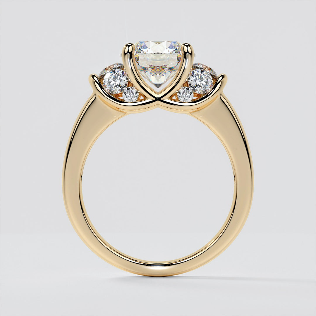 Round Cut Trellis Style Tapered Engagement Ring