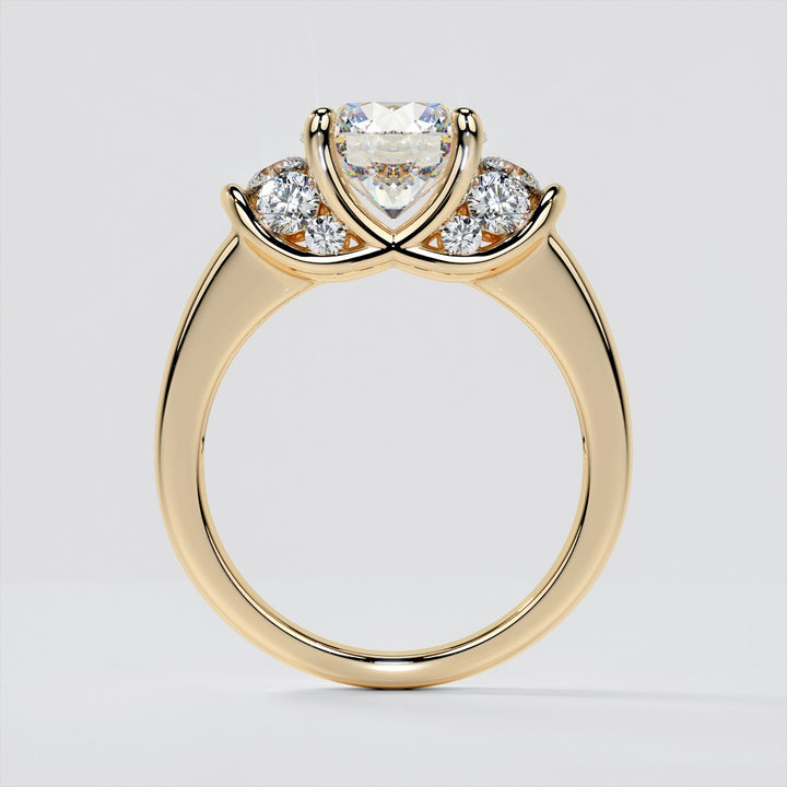 Round Cut Trellis Style Tapered Engagement Ring
