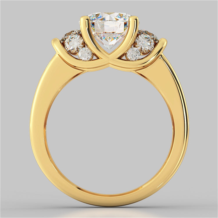 Round Cut Trellis Style Tapered Engagement Ring