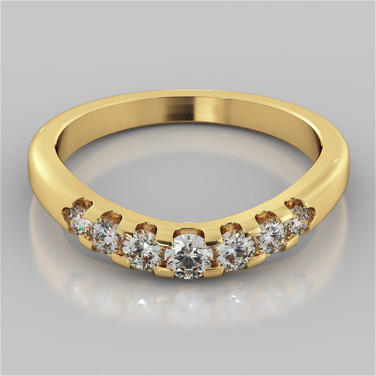 Round Cut Trellis Style Tapered Engagement Ring