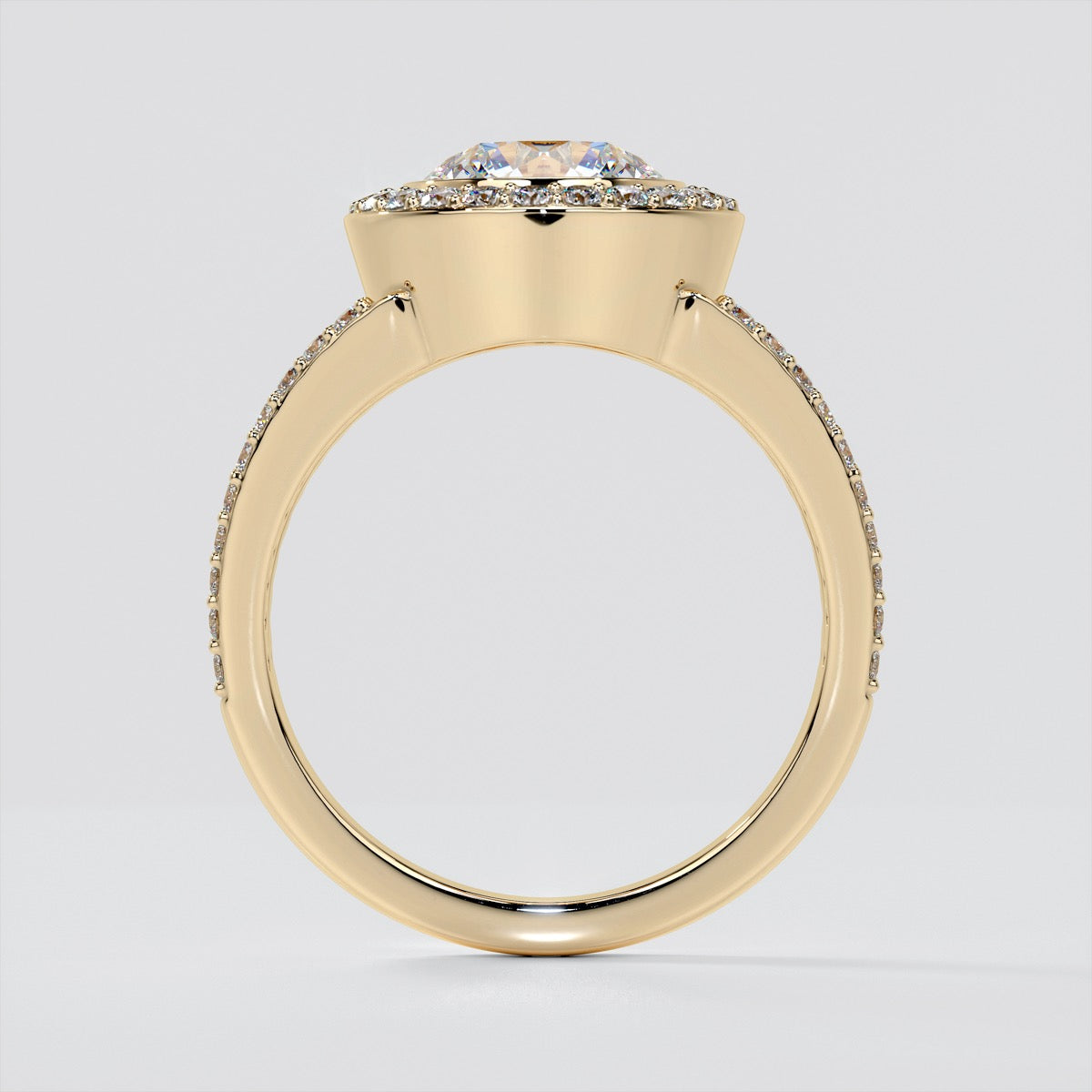 Round Cut Split Shank Wedding Set