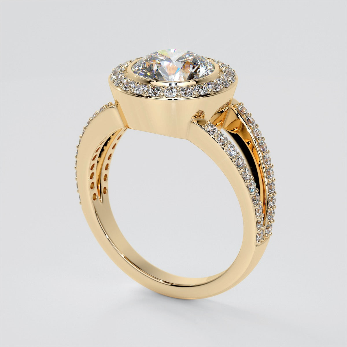 Round Cut Split Shank Wedding Set