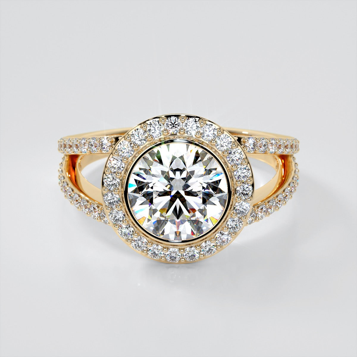 Round Cut Split Shank Wedding Set