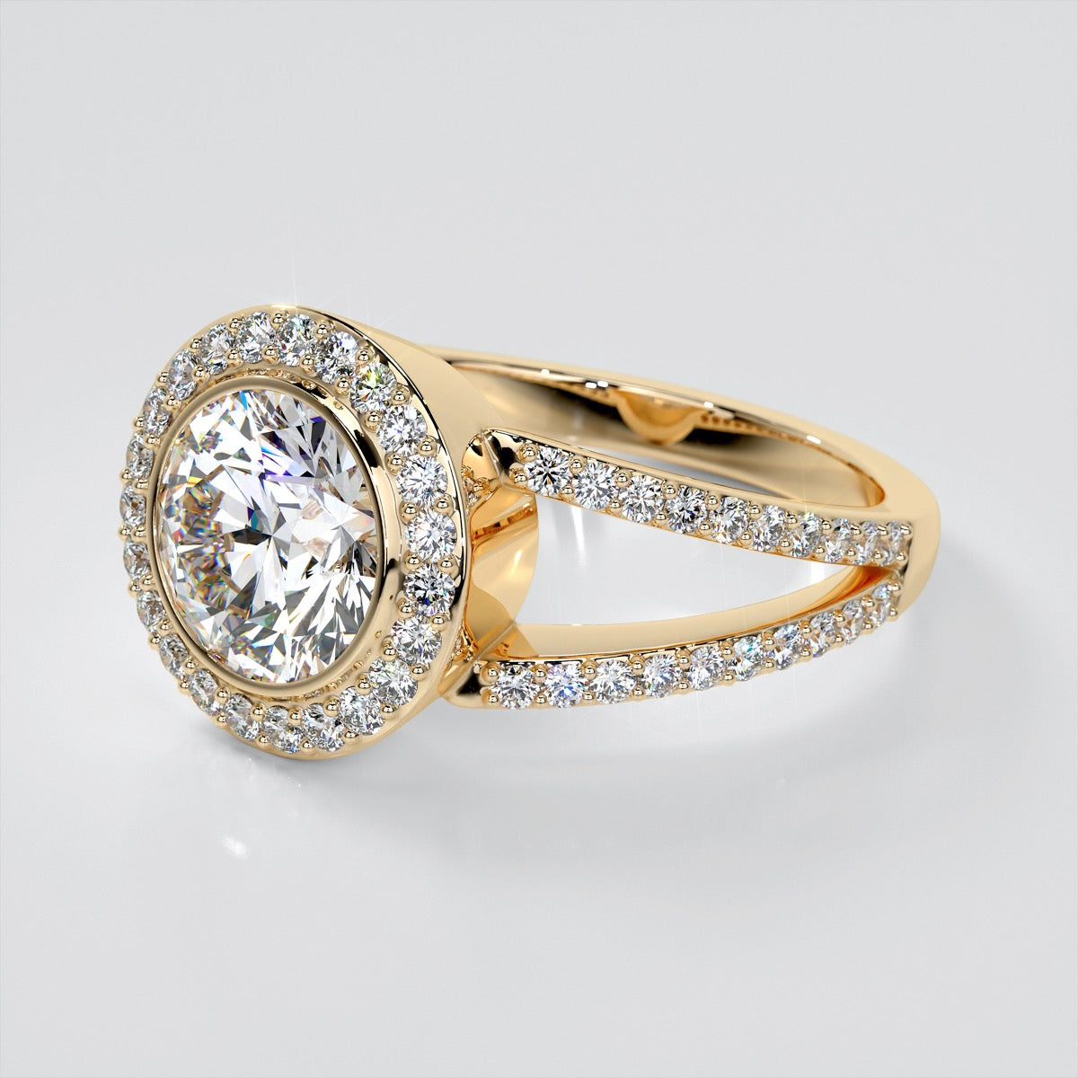 Round Cut Split Shank Trio Wedding Set
