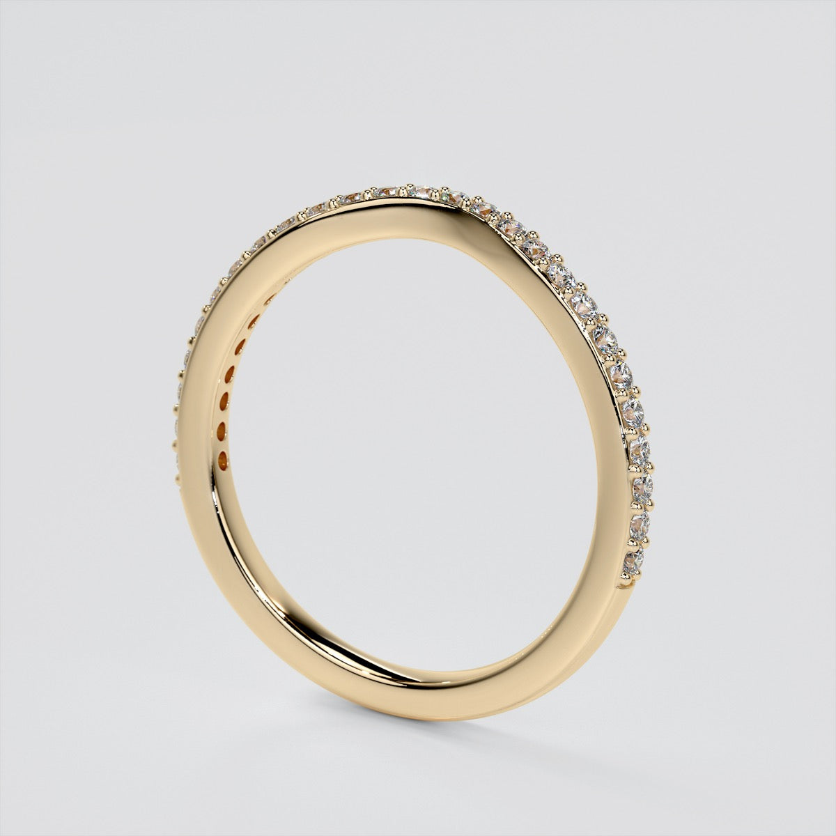 Round Cut Wedding Band For Bezel Style Ring