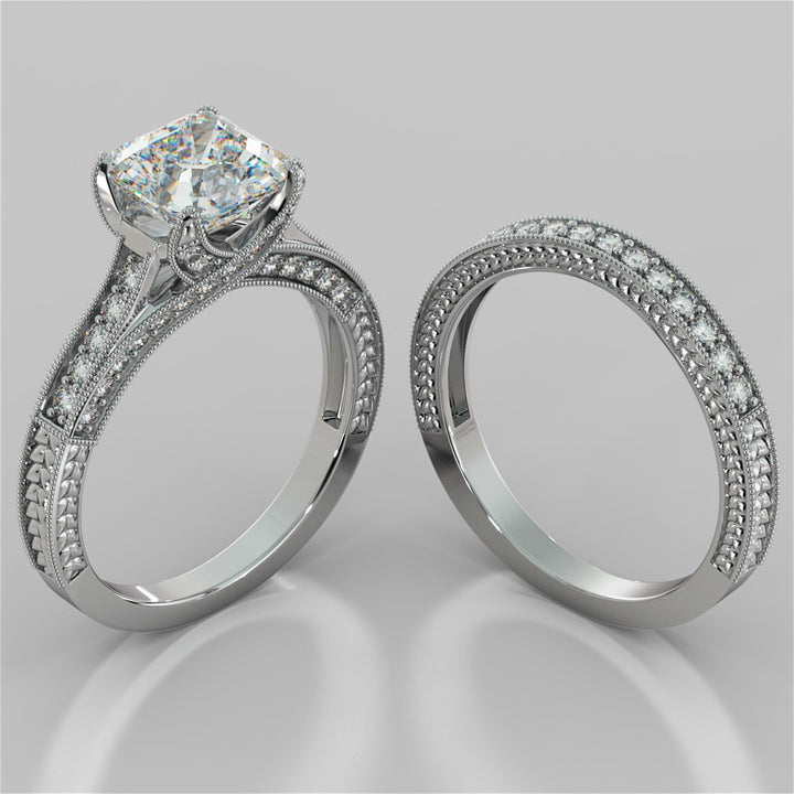 2.0CT Asscher Cut Lab Grown Diamond Vintage-Style Engagement Ring