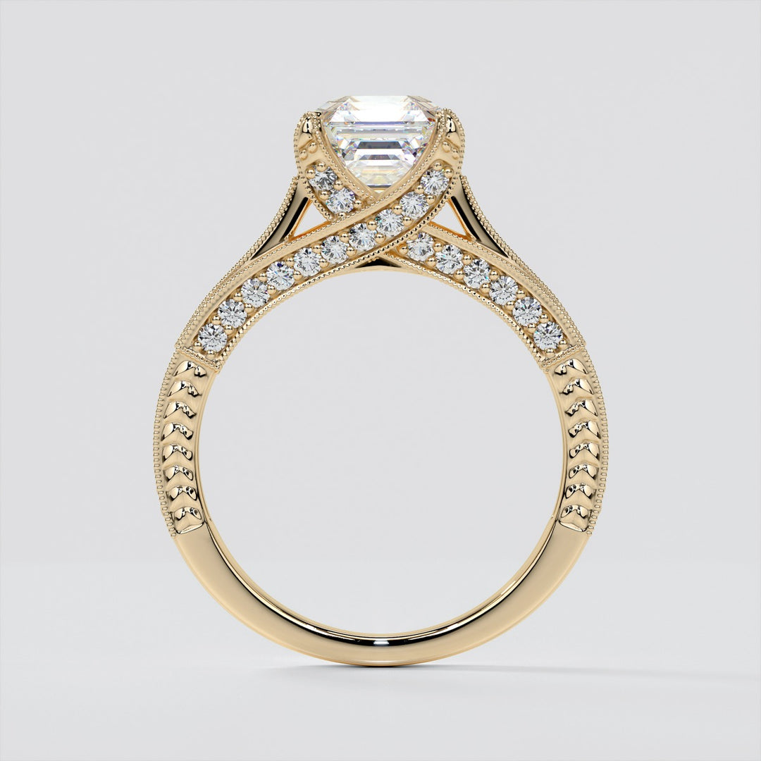 2.0CT Asscher Cut Lab Grown Diamond Vintage-Style Engagement Ring
