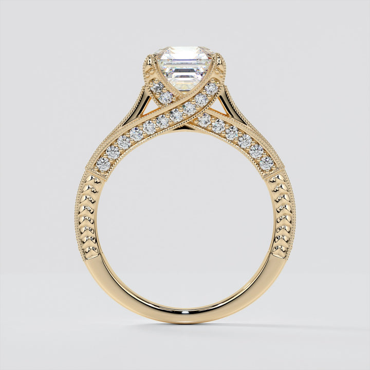 2.0CT Asscher Cut Lab Grown Diamond Vintage-Style Engagement Ring