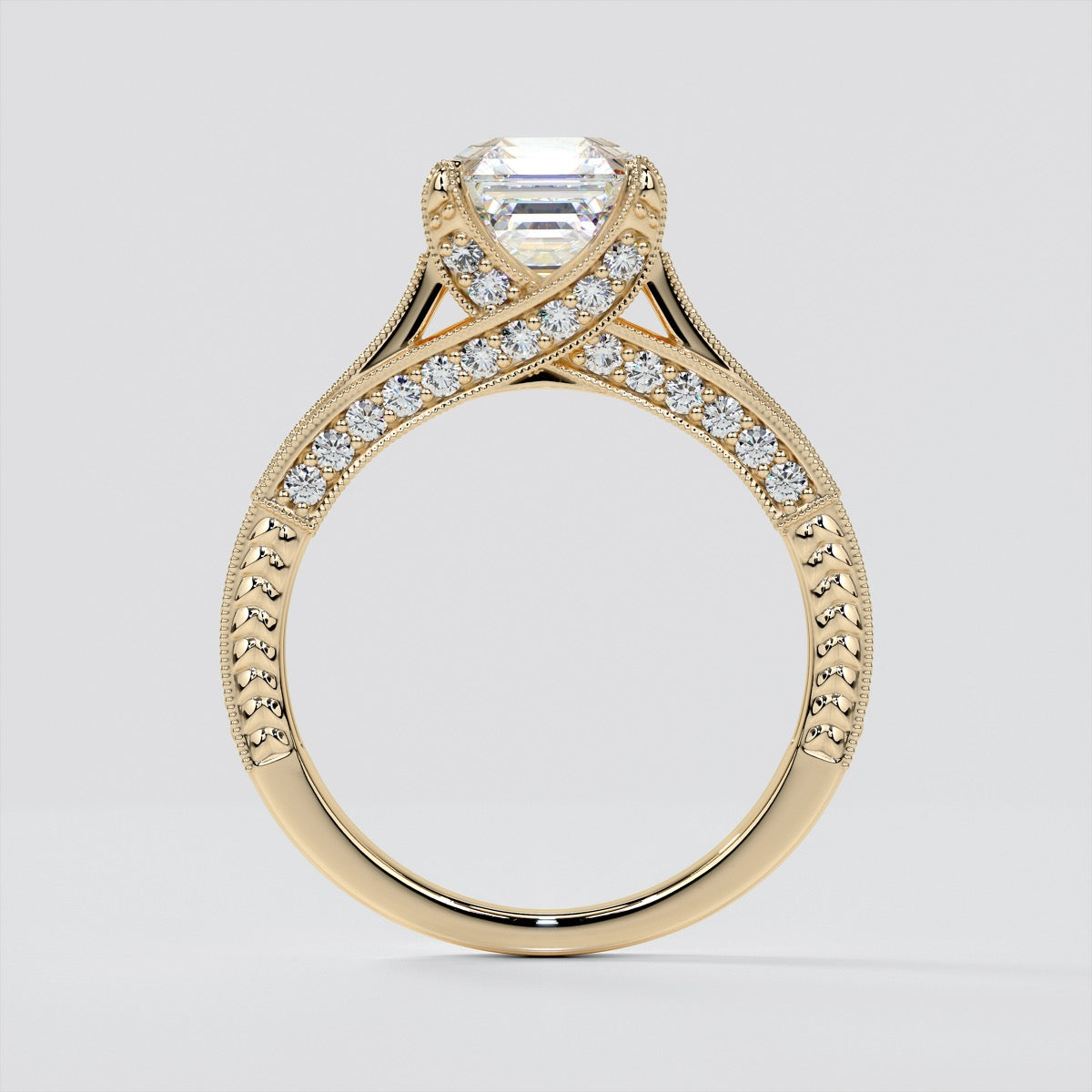 Asscher Cut Vintage-Style Wedding Set