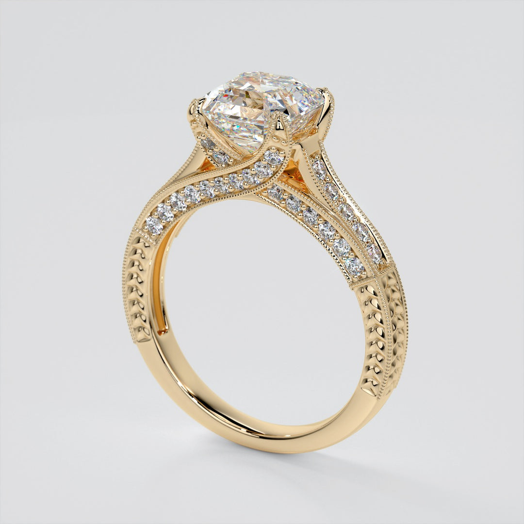 2.0CT Asscher Cut Lab Grown Diamond Vintage-Style Engagement Ring