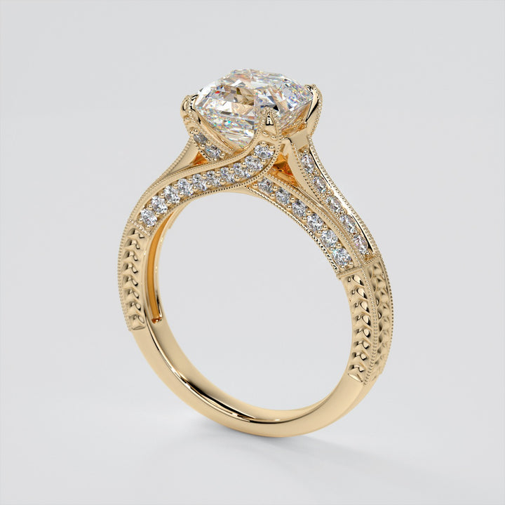 2.0CT Asscher Cut Lab Grown Diamond Vintage-Style Engagement Ring