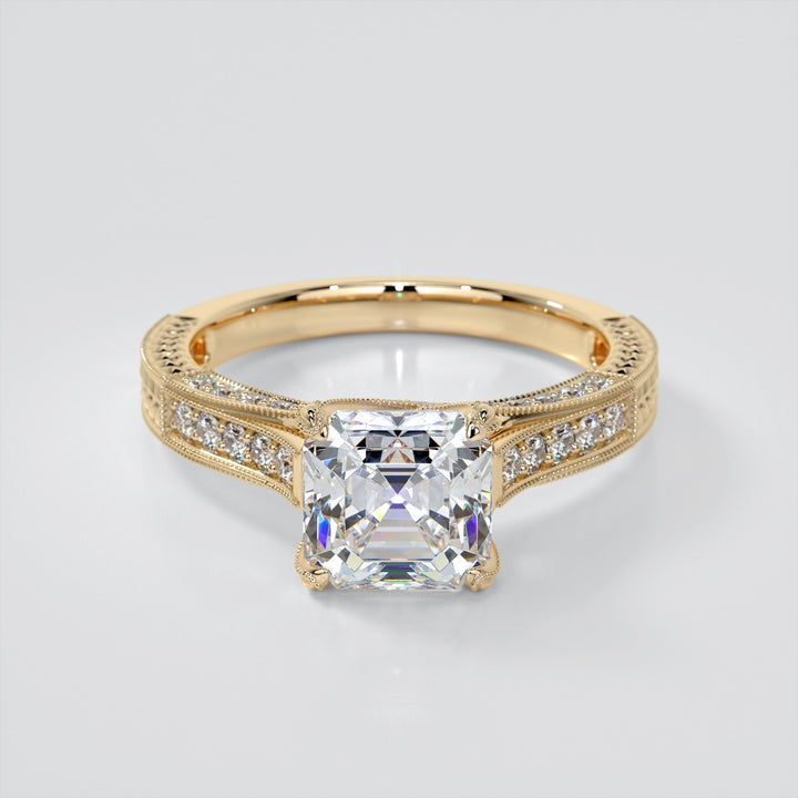 2.0CT Asscher Cut Lab Grown Diamond Vintage-Style Engagement Ring