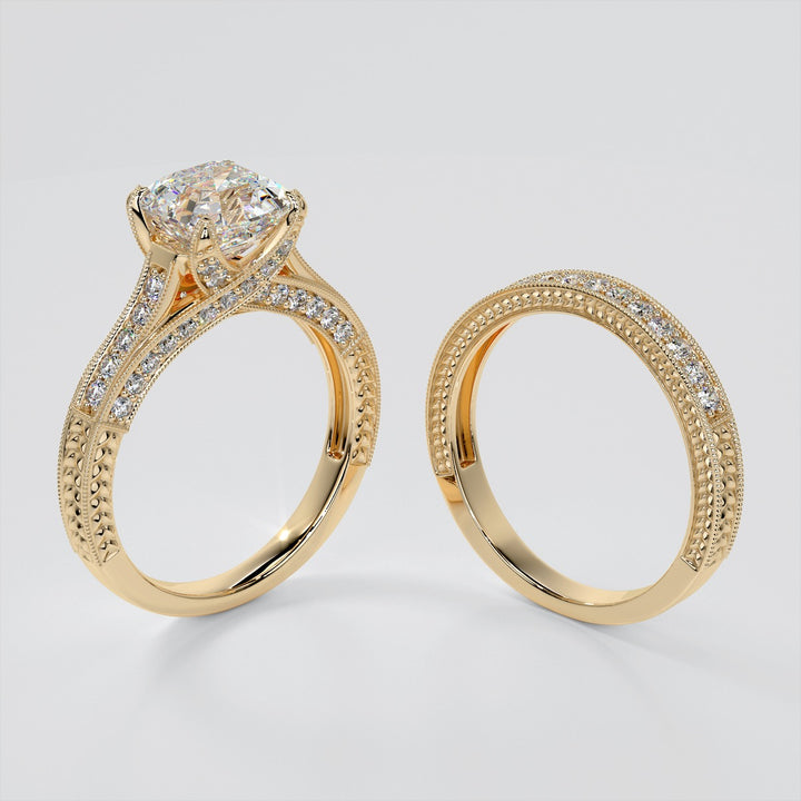 2.0CT Asscher Cut Lab Grown Diamond Vintage-Style Engagement Ring