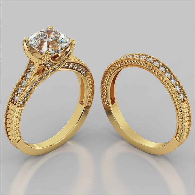 Asscher Cut Vintage-Style Engagement Ring