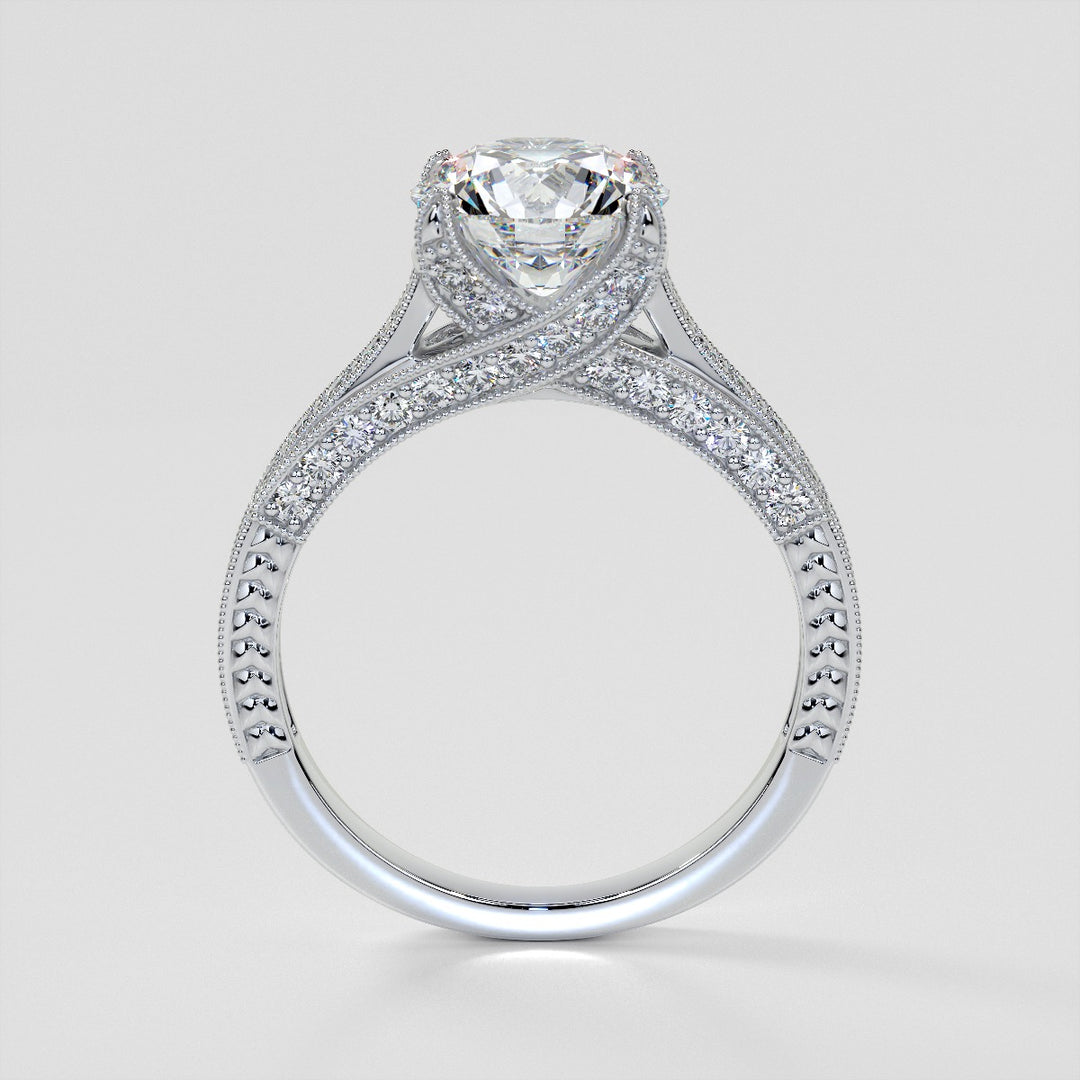 2.0CT Round Cut  Lab Grown Diamond Antique-Style Engagement Ring
