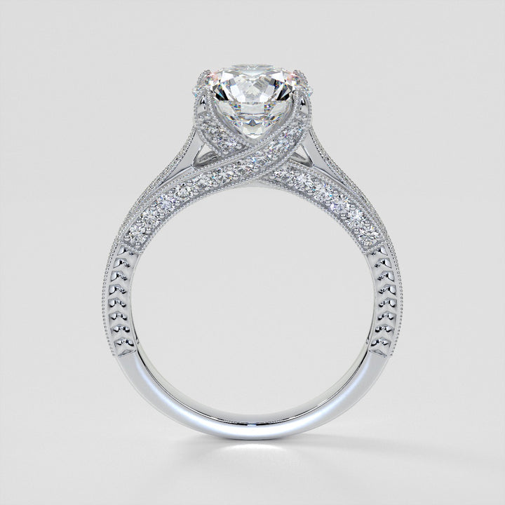 2.0CT Round Cut  Lab Grown Diamond Antique-Style Engagement Ring