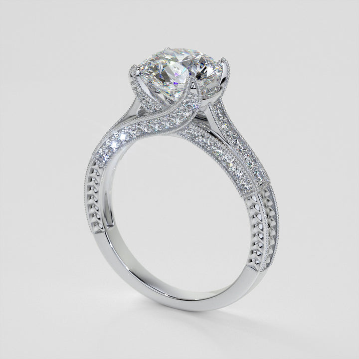 2.0CT Round Cut  Lab Grown Diamond Antique-Style Engagement Ring