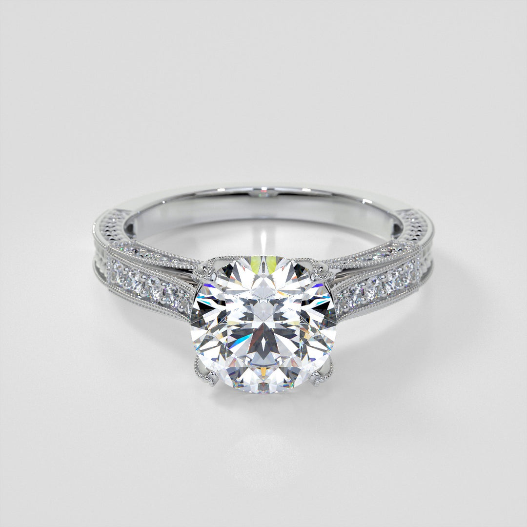 2.0CT Round Cut  Lab Grown Diamond Antique-Style Engagement Ring