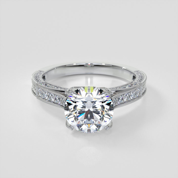 2.0CT Round Cut  Lab Grown Diamond Antique-Style Engagement Ring