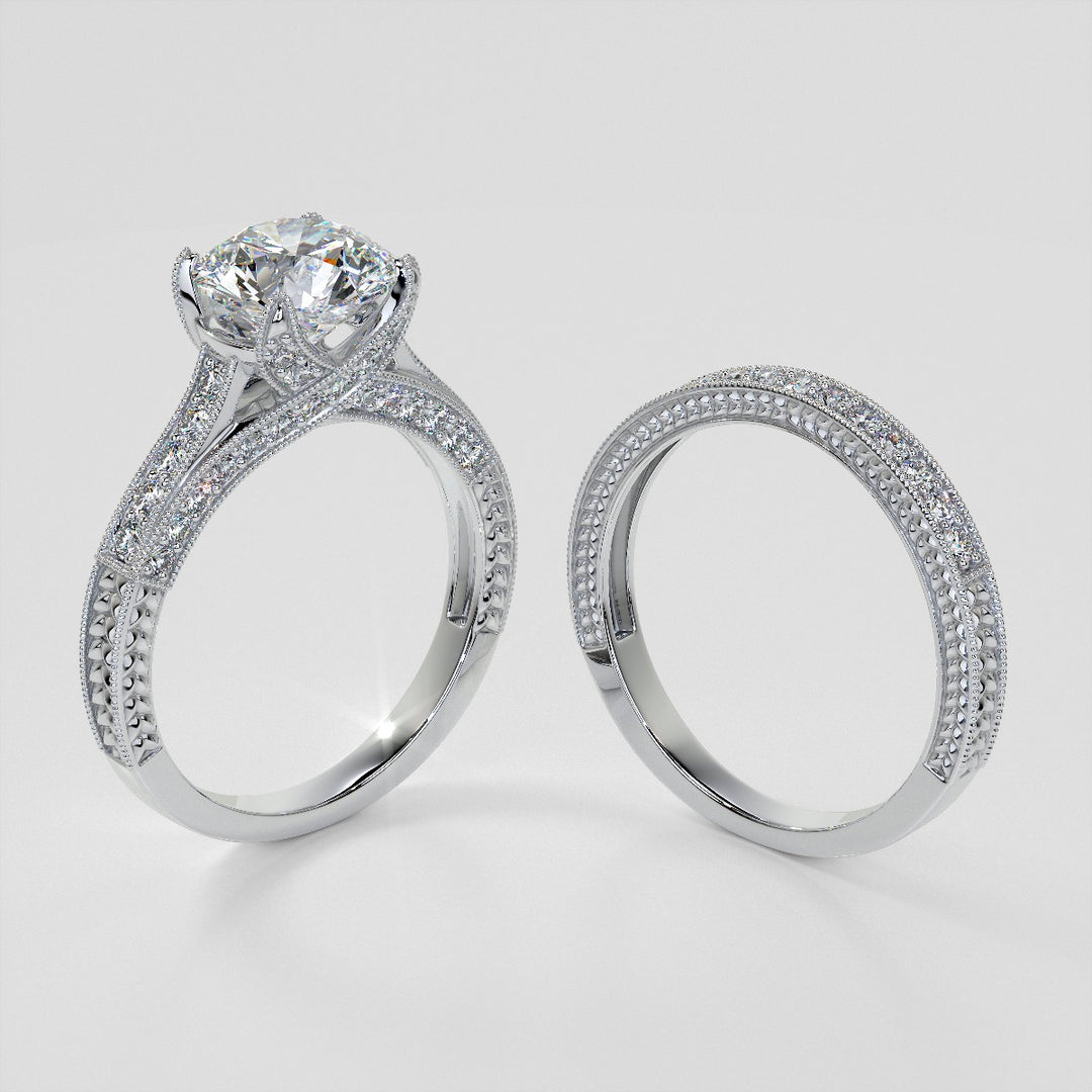 2.0CT Round Cut  Lab Grown Diamond Antique-Style Engagement Ring