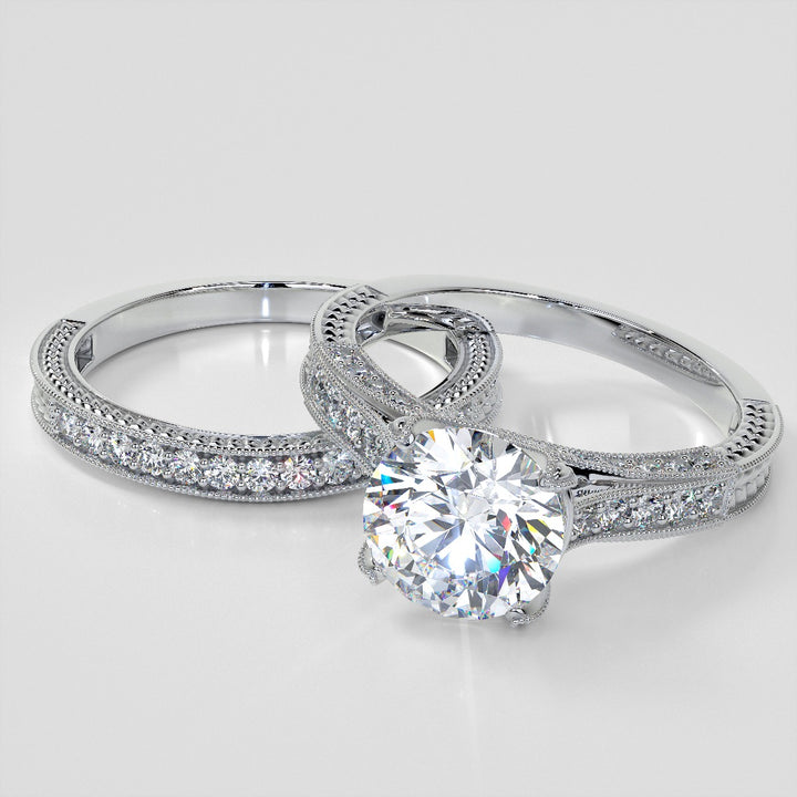 2.0CT Round Cut  Lab Grown Diamond Antique-Style Engagement Ring