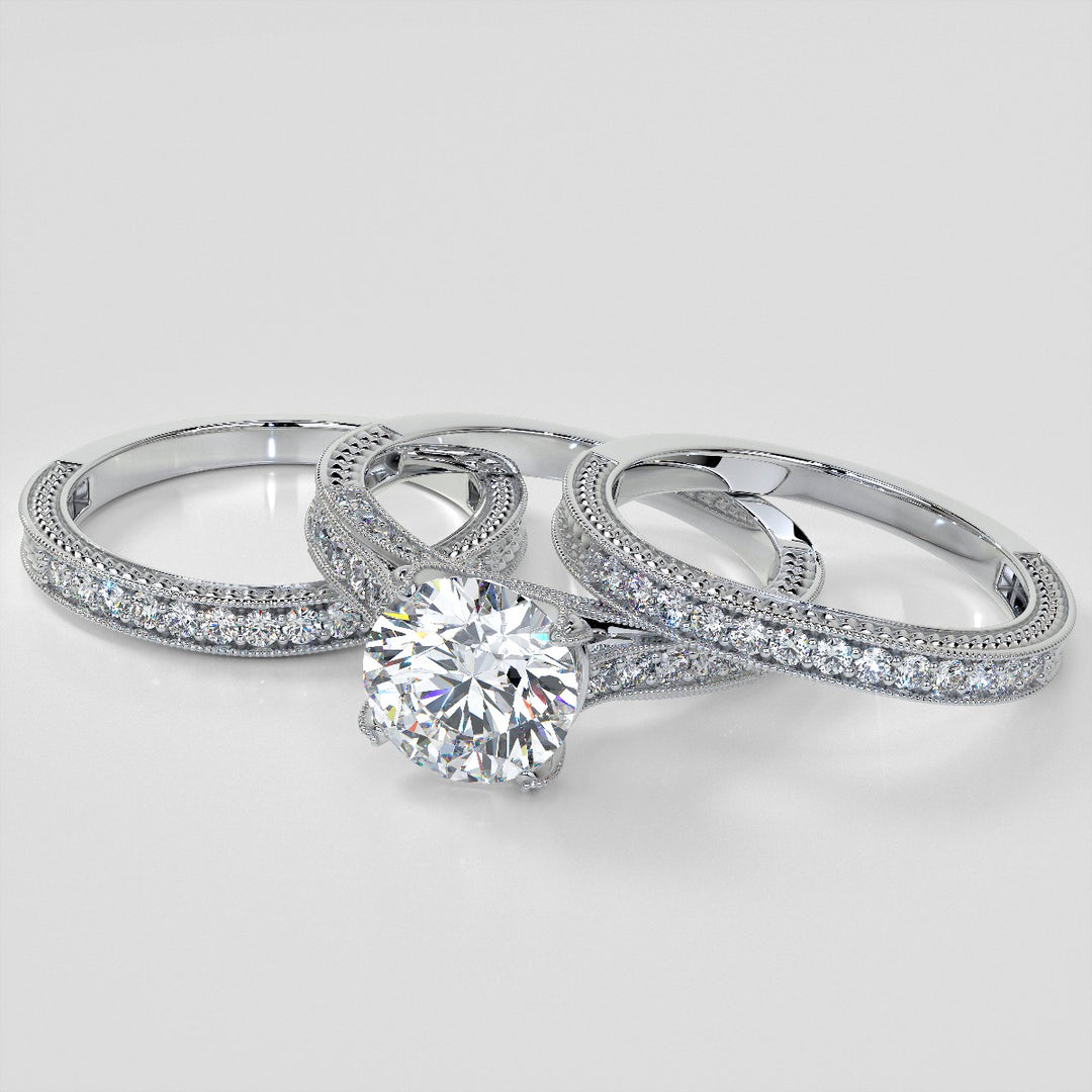 2.0CT Round Cut  Lab Grown Diamond Antique-Style Engagement Ring