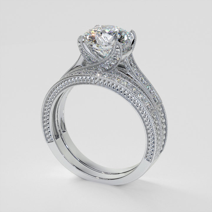 2.0CT Round Cut  Lab Grown Diamond Antique-Style Engagement Ring