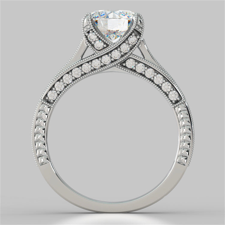 2.50CTW Lab Grown Diamond Round Cut Antique-Style Engagement Ring