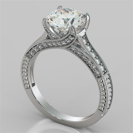 2.50CTW Lab Grown Diamond Round Cut Antique-Style Engagement Ring