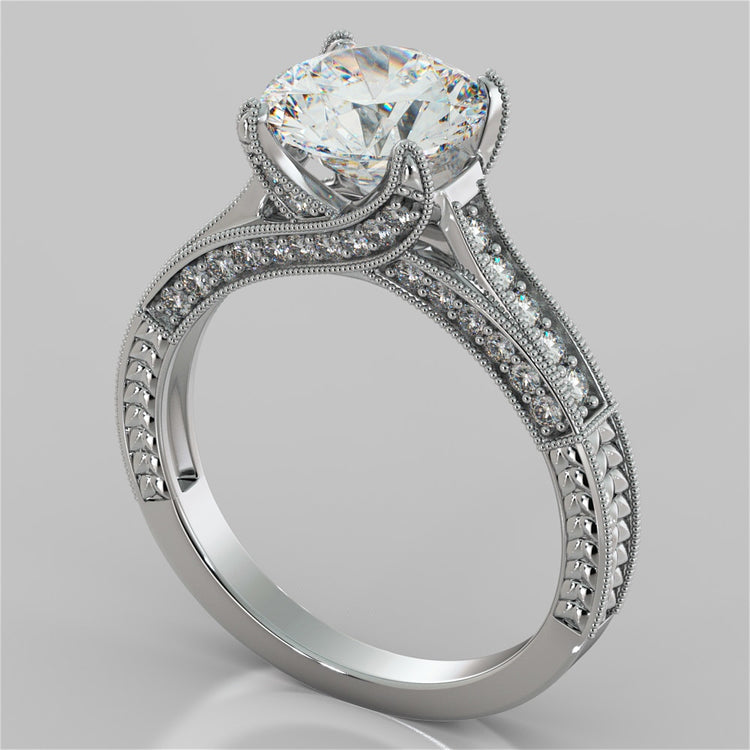 Antique-Style Round Cut Engagement Ring