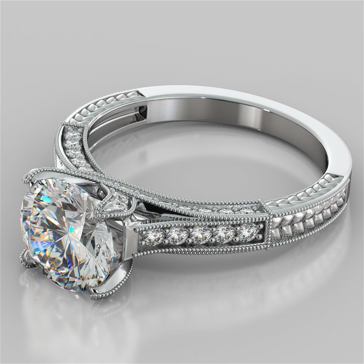 2.50CTW Lab Grown Diamond Round Cut Antique-Style Engagement Ring