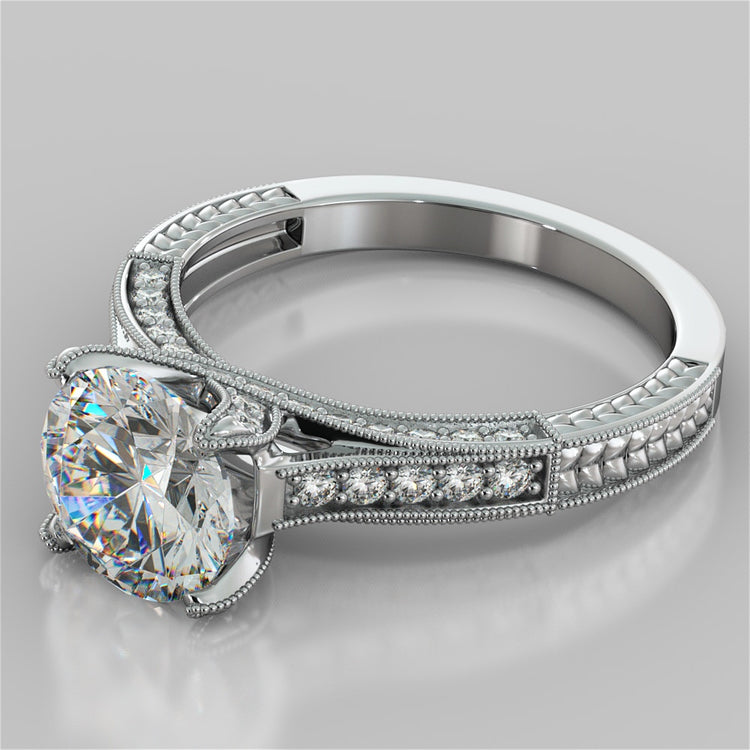 Antique-Style Round Cut Engagement Ring