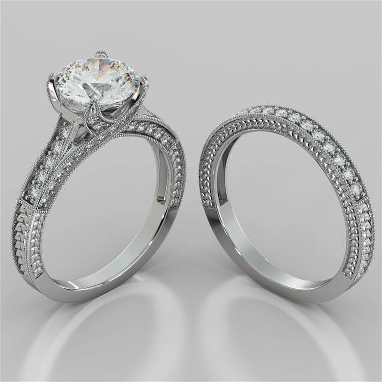 Antique-Style Round Cut Engagement Ring