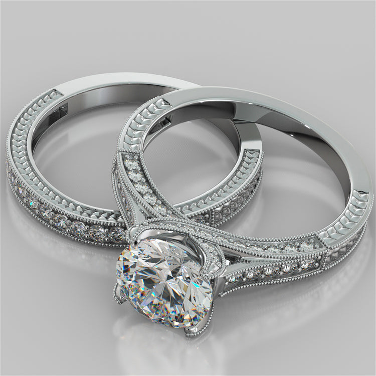 2.50CTW Lab Grown Diamond Round Cut Antique-Style Engagement Ring