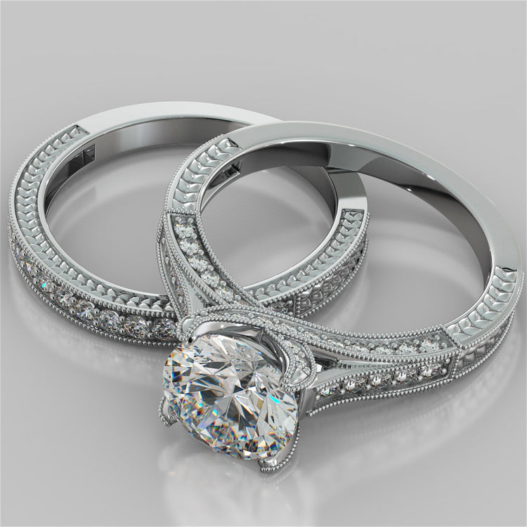 Antique-Style Round Cut Engagement Ring