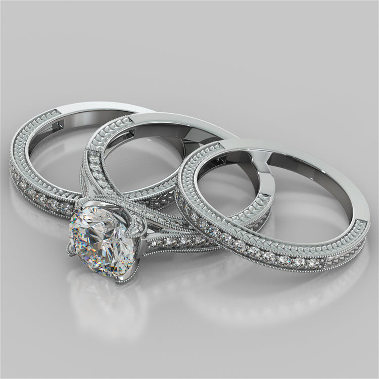 2.50CTW Lab Grown Diamond Round Cut Antique-Style Engagement Ring