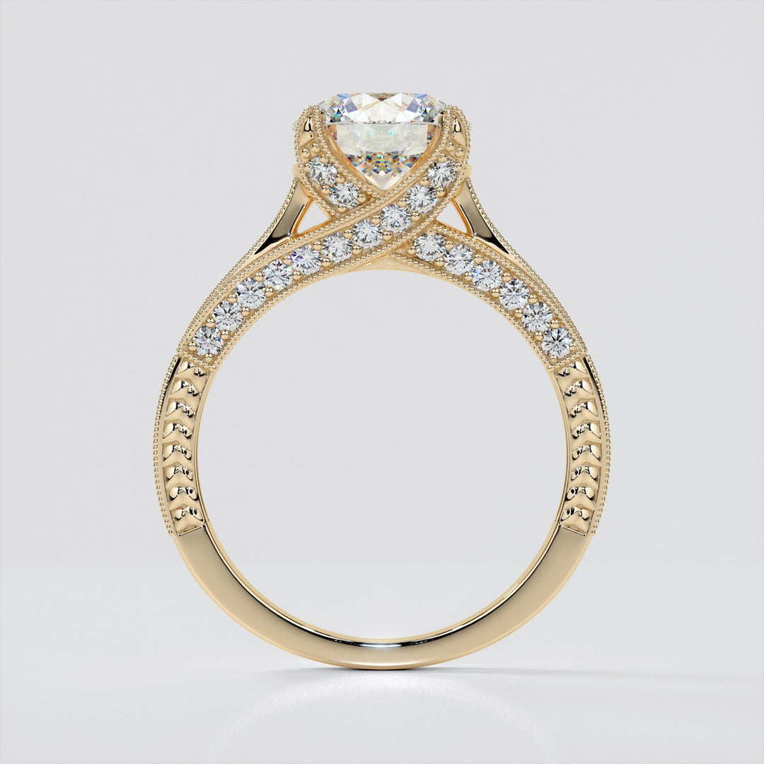 2.0CT Round Cut  Lab Grown Diamond Antique-Style Engagement Ring