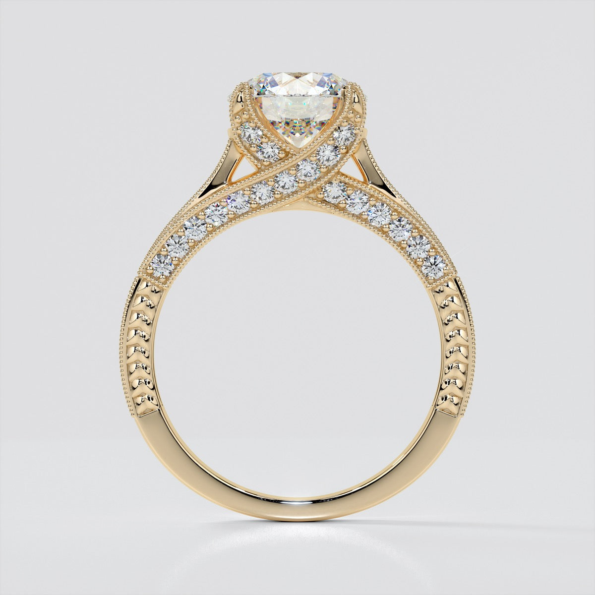 Antique Style Round Cut Wedding Set