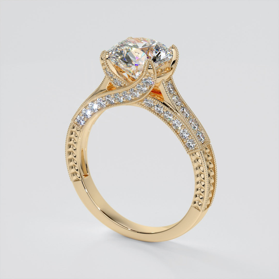 2.0CT Round Cut  Lab Grown Diamond Antique-Style Engagement Ring