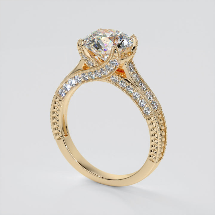 2.0CT Round Cut  Lab Grown Diamond Antique-Style Engagement Ring