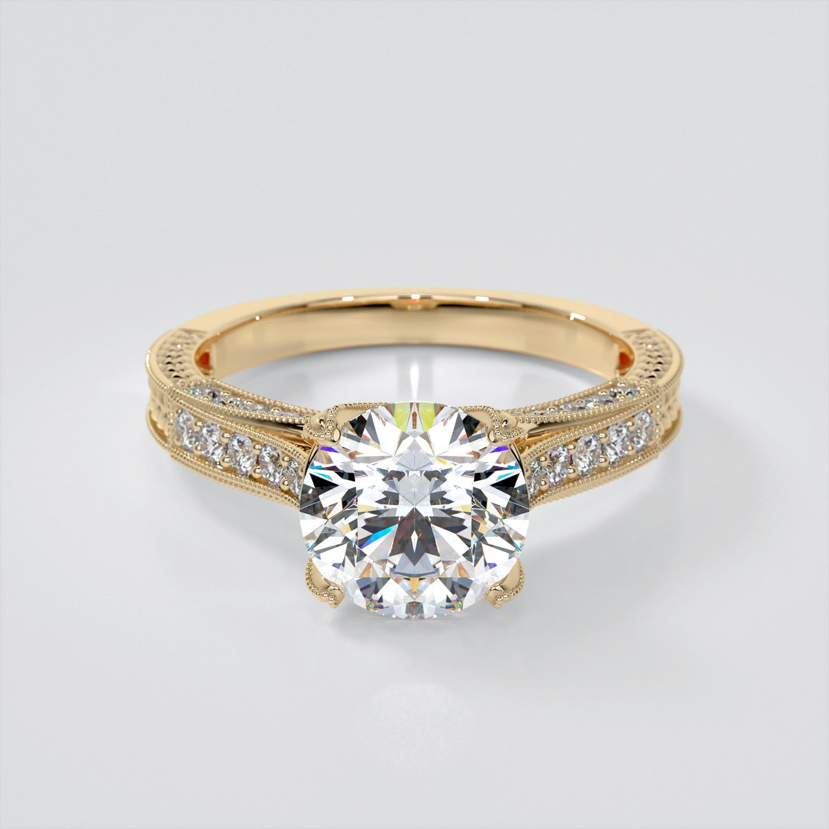 Antique-Style Round Cut Engagement Ring