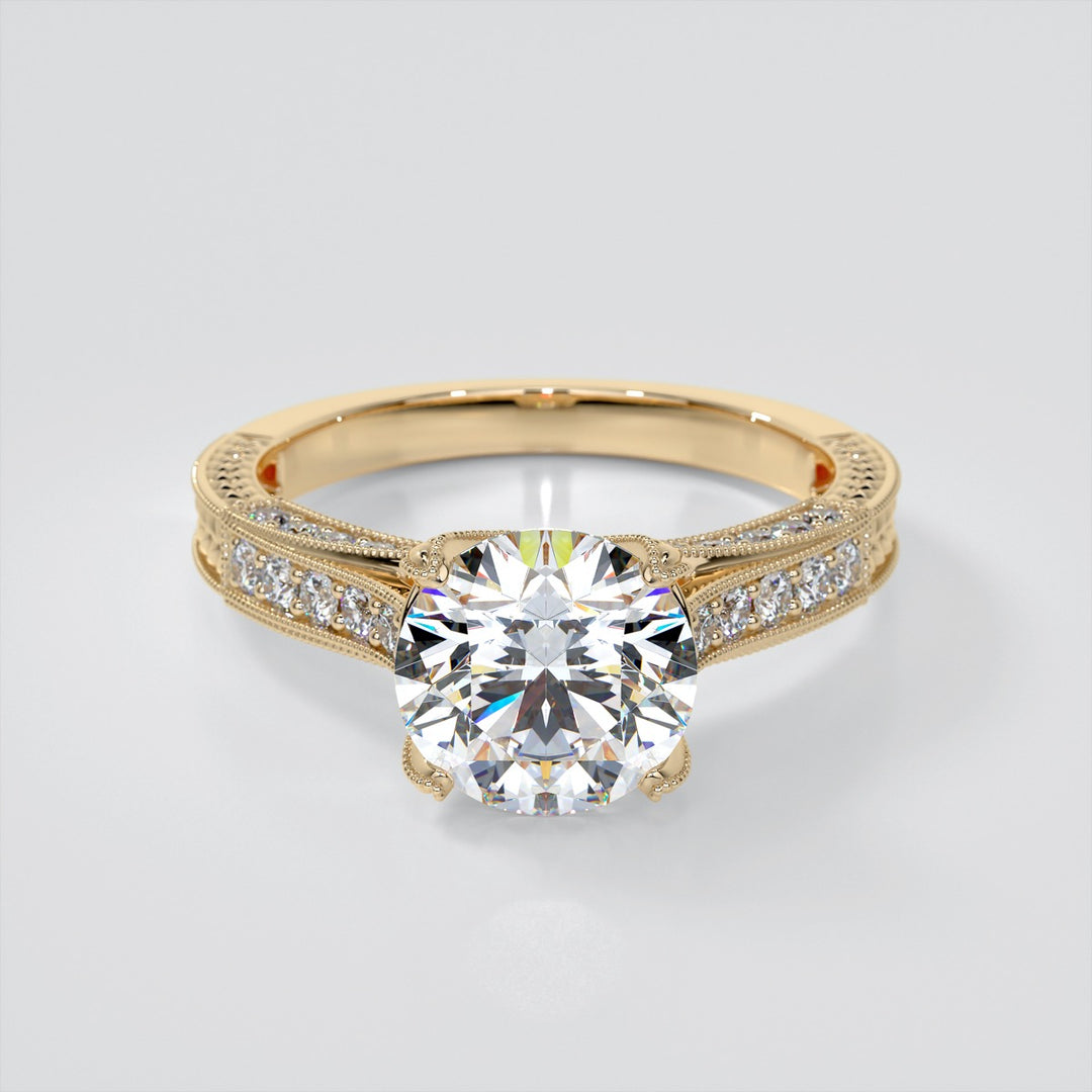 2.0CT Round Cut  Lab Grown Diamond Antique-Style Engagement Ring