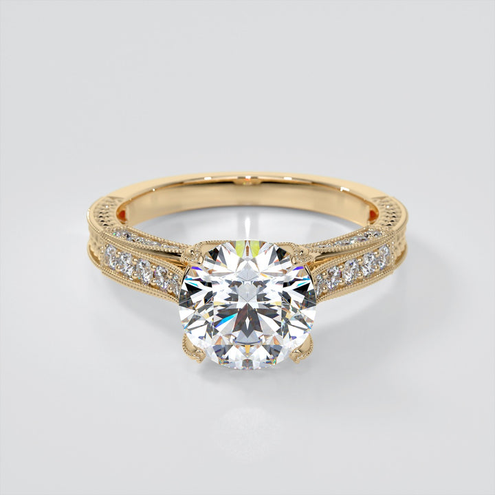 2.0CT Round Cut  Lab Grown Diamond Antique-Style Engagement Ring