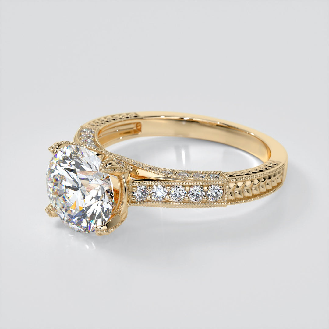 2.0CT Round Cut  Lab Grown Diamond Antique-Style Engagement Ring