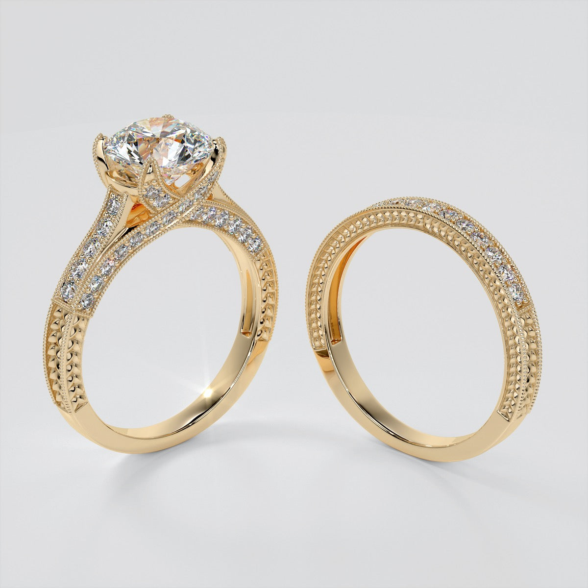 Antique-Style Round Cut Engagement Ring